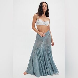 nwt free people kiss kiss half slip, size xs, citadel blue